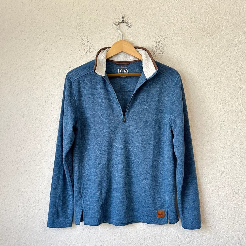 RAIL RIDERS The Travelers 1/4 Zip Pullover Blue Knit LS Outdoor LOA